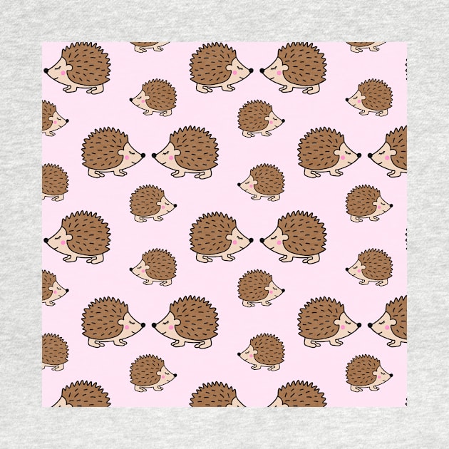 Cute little brown hedgehogs in pink love by bigmomentsdesign